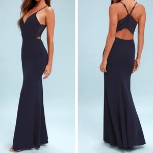 Lulu's Midnight Blue Backless Dress